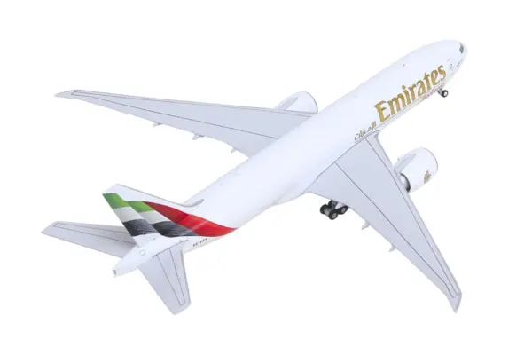 Boeing 777F Commercial Aircraft "Emirates SkyCargo" (A6-EFV) White with Striped Tail 1/400 Diecast Model by GeminiJets #4