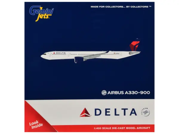 Airbus A330-900 Commercial Aircraft "Delta Air Lines" (N408DX) White with Red and Blue Tail 1/400 Diecast Model by GeminiJets #3