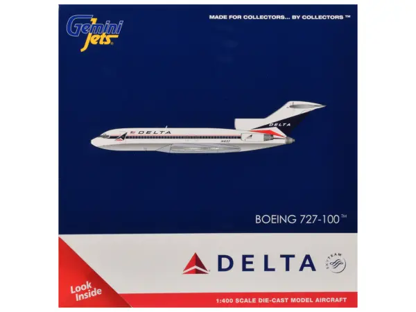 Boeing 727-100 Commercial Aircraft "Delta Air Lines" (N1633) White with Red and Blue Stripes 1/400 Diecast Model by GeminiJets #3