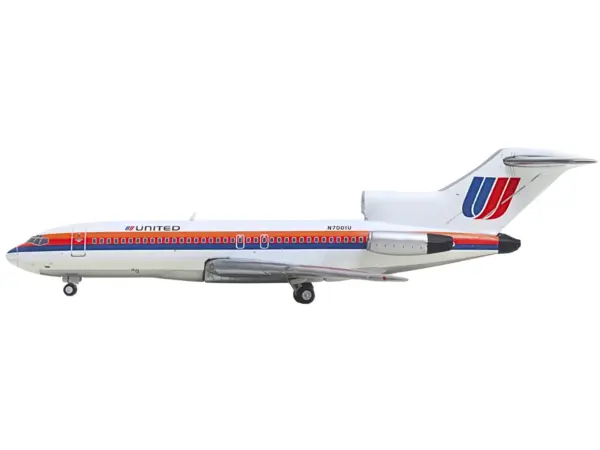 Boeing 727-100 Commercial Aircraft "United Airlines - Saul Bass Livery" (N7001U) White with Stripes 1/400 Diecast Model by GeminiJets #2