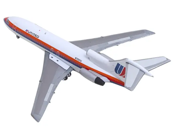 Boeing 727-100 Commercial Aircraft "United Airlines - Saul Bass Livery" (N7001U) White with Stripes 1/400 Diecast Model by GeminiJets #3