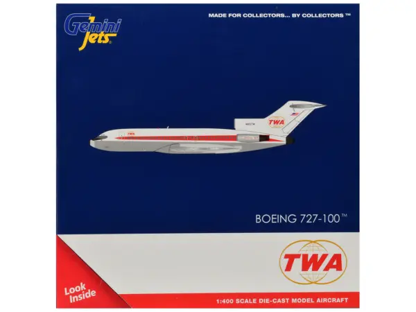 Boeing 727-100 Commercial Aircraft "Trans World Airlines" (N851TW) White with Red Stripes 1/400 Diecast Model by GeminiJets #3