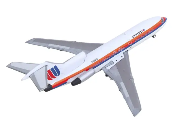 Boeing 727-100 Commercial Aircraft "United Airlines - Saul Bass Livery" (N7001U) White with Stripes 1/400 Diecast Model by GeminiJets #4