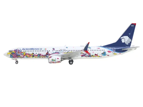 Boeing 737 MAX 9 Commercial Aircraft "Aeromexico - Kukulcan" (XA-GQS) White with Graphics and Blue Tail 1/400 Diecast Model by GeminiJets #2