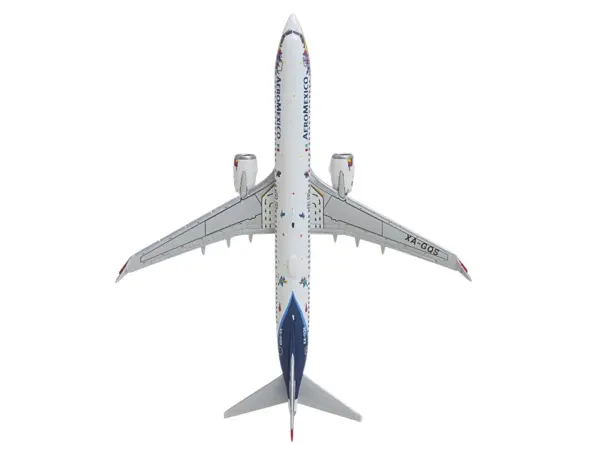 Boeing 737 MAX 9 Commercial Aircraft "Aeromexico - Kukulcan" (XA-GQS) White with Graphics and Blue Tail 1/400 Diecast Model by GeminiJets #3