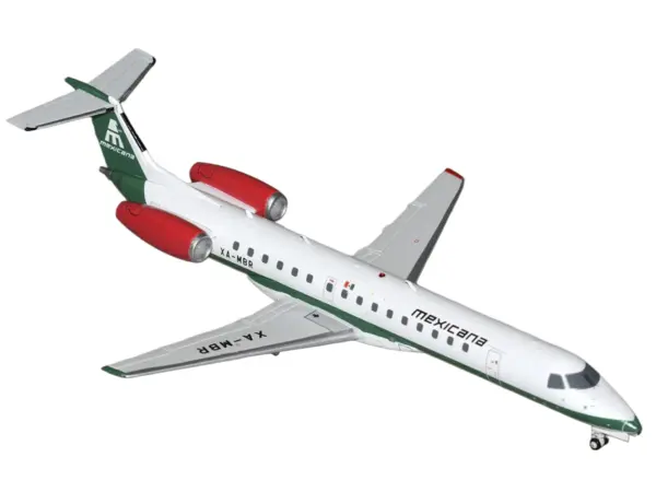 Embraer ERJ-145 Commercial Aircraft "Mexicana de Aviacion" (XA-MBR) White with Green Stripes and Tail "Gemini 200" Series 1/200 Diecast Model by GeminiJets #2