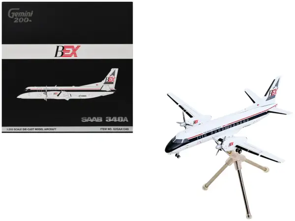 Saab 340A Commercial Aircraft "Delta Connection - Business Express Airlines" (N749BA) White with Dark Blue and Red Stripes "Gemini 200" Series 1/200 Diecast Model by GeminiJets #1