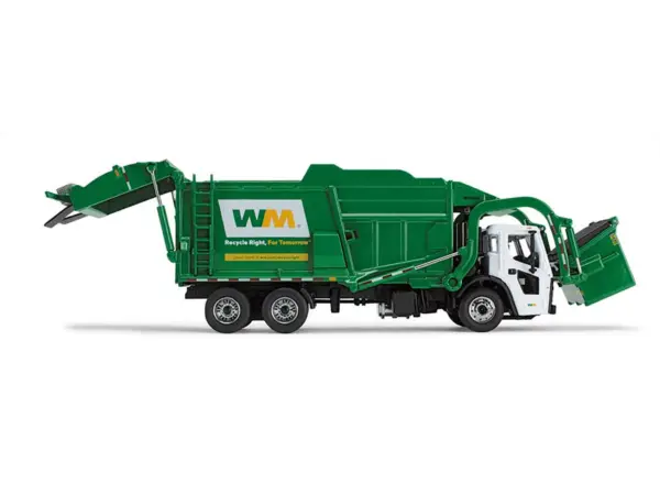 Mack LR Garbage Truck with McNeilus Meridian Front Load Refuse Body White and Green with Refuse Bin "Waste Management" 1/64 Diecast Model by First Gear #2
