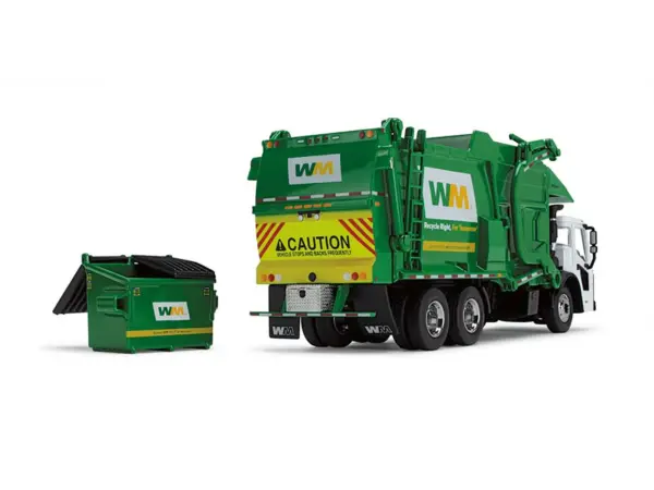 Mack LR Garbage Truck with McNeilus Meridian Front Load Refuse Body White and Green with Refuse Bin "Waste Management" 1/64 Diecast Model by First Gear #4