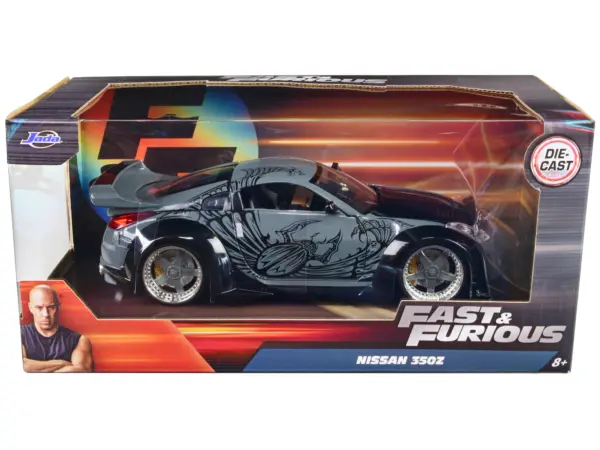 D.K.'s Nissan 350Z Gray and Black with Graphics "Fast & Furious" Movie 1/24 Diecast Model Car by Jada #3