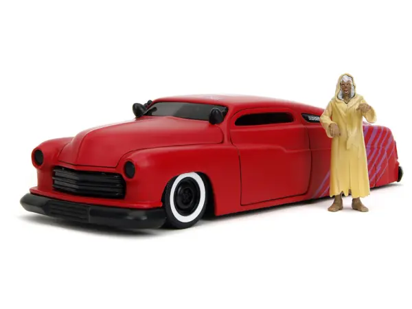1951 Mercury Matt Red with Purple Stripes and Creep Diecast Figure "Creepshow" (1982) Movie "Hollywood Rides" Series 1/24 Diecast Model Car by Jada #2