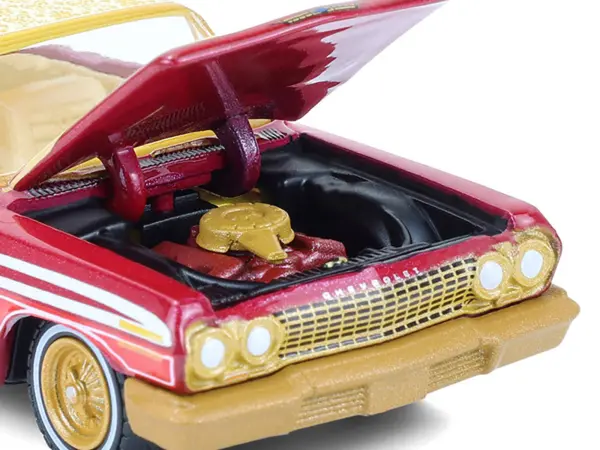 1963 Chevrolet Impala Lowrider "Michael Heralda Special Edition" Red Metallic with Cream Top and Interior with Gold Graphics "Hobby Exclusive" Series 1/64 Diecast Model Car by Greenlight #2