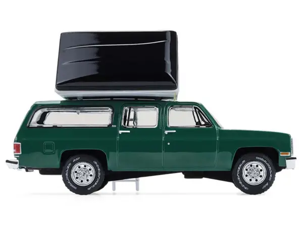 1990 Chevrolet Suburban Green with Modern Rooftop Camper "The Great Outdoors" Series 4 1/64 Diecast Model Car by Greenlight #3