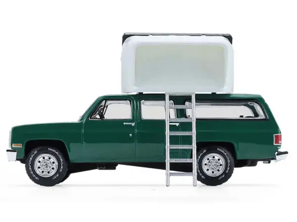 1990 Chevrolet Suburban Green with Modern Rooftop Camper "The Great Outdoors" Series 4 1/64 Diecast Model Car by Greenlight #4
