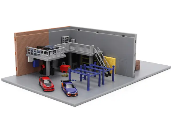 "Fast & Furious" Han's Garage Diorama with 2 Cars and Accessories "Nano Scene" Series 1/32 Model by Jada #2