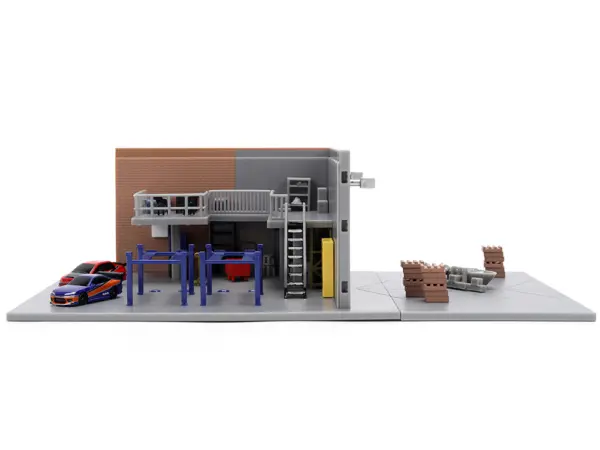 "Fast & Furious" Han's Garage Diorama with 2 Cars and Accessories "Nano Scene" Series 1/32 Model by Jada #3