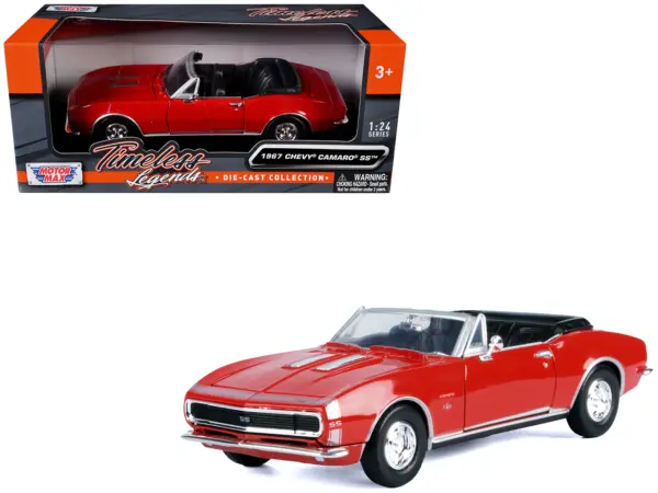 1967 Chevrolet Camaro SS Convertible Burgundy 1/24 Diecast Model Car by Motormax #1