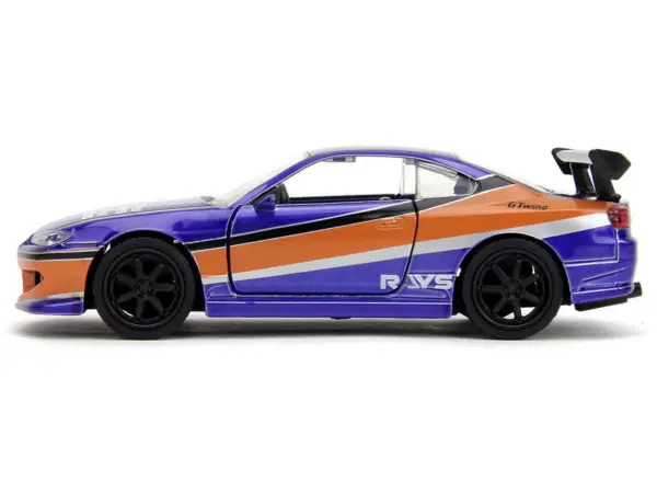 2001 Nissan Silvia S15 RHD (Right Hand Drive) Blue Metallic with Graphics "The Fast and the Furious: Tokyo Drift" (2006) Movie "Fast & Furious" Series 1/32 Diecast Car Model by Jada #3