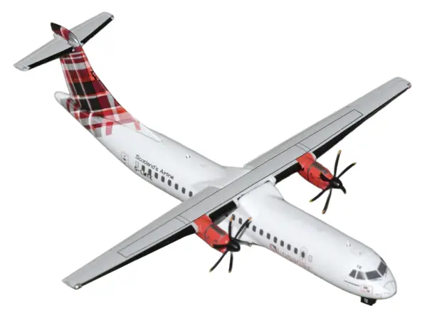ATR 72-600 Commercial Aircraft "Loganair - Scotland's Airline" (G-LMTE) White with Red Plaid Tail 1/400 Diecast Model by GeminiJets #2