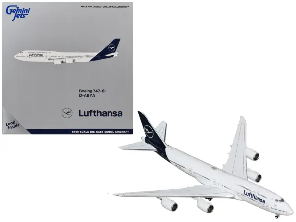 Boeing 747-8I Commercial Aircraft "Lufthansa" (D-ABYA) White with Dark Blue Tail 1/400 Diecast Model GeminiJets #1