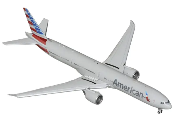 Boeing 777-300ER Commercial Aircraft with Flaps Down "American Airlines" (N722AN) Gray with Striped Tail 1/400 Diecast Model by GeminiJets #2