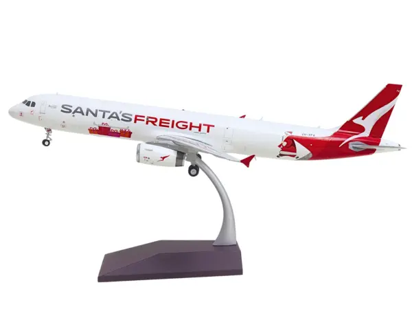 Airbus A321P2F Commercial Aircraft "Qantas Freight - Santa’s Freight" (VH-XF4) White with Graphics and Red Tail "Gemini 200" Series 1/200 Diecast Model by GeminiJets #2