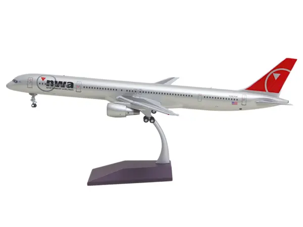Boeing 757-300 Commercial Aircraft "Northwest Airlines" (N587NW) Silver with Red Tail "Gemini 200" Series 1/200 Diecast Model by GeminiJets #2