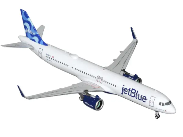 Airbus A321neo Commercial Aircraft "JetBlue Airways" (N2180J) White with Blue Tail "Gemini 200" Series 1/200 Diecast Model by GeminiJets #2