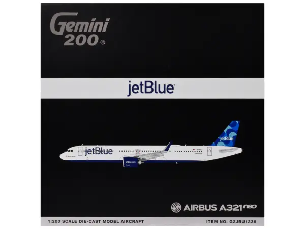 Airbus A321neo Commercial Aircraft "JetBlue Airways" (N2180J) White with Blue Tail "Gemini 200" Series 1/200 Diecast Model by GeminiJets #3