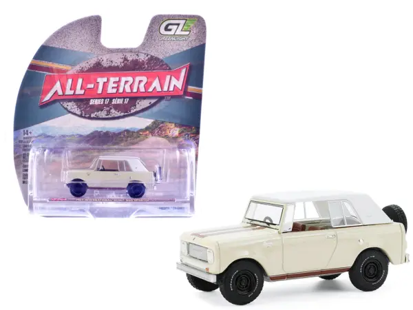 1967 International Scout 800 Sportop Cream with Brown Stripes and White Top "All Terrain" Series 17 1/64 Diecast Model Car by Greenlight #1