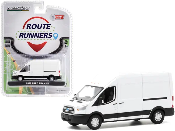 2015 Ford Transit High Roof Van Oxford White "Route Runners" Series 1 1/64 Diecast Model by Greenlight #1