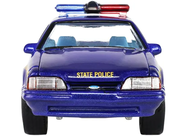 1988 Ford Mustang "New York State Police" Blue with Yellow Stripes and Blue Interior "Hot Pursuit" Series 8 1/64 Diecast Model Car by Greenlight #4