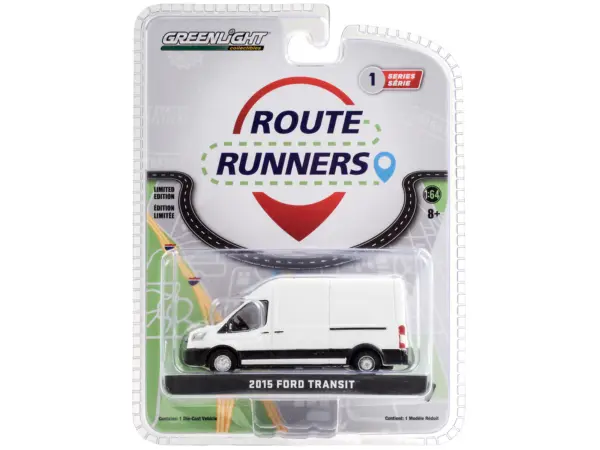 2015 Ford Transit High Roof Van Oxford White "Route Runners" Series 1 1/64 Diecast Model by Greenlight #3