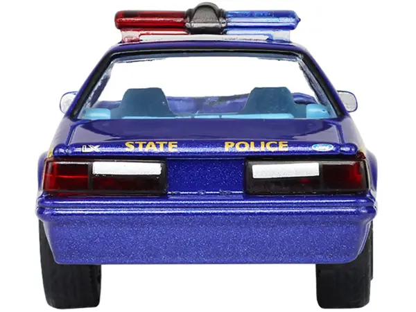 1988 Ford Mustang "New York State Police" Blue with Yellow Stripes and Blue Interior "Hot Pursuit" Series 8 1/64 Diecast Model Car by Greenlight #5
