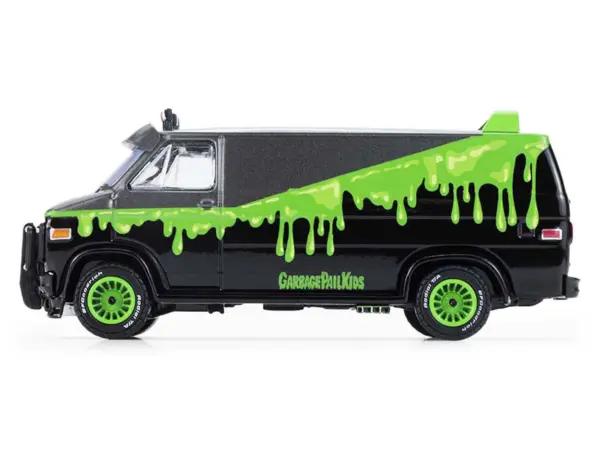 1983 GMC Vandura Van Gray Metallic and Black with Green Slime Graphics "Petey Da Fool" "Garbage Pail Kids" Series 8 1/64 Diecast Model Car by Greenlight #2