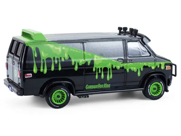 1983 GMC Vandura Van Gray Metallic and Black with Green Slime Graphics "Petey Da Fool" "Garbage Pail Kids" Series 8 1/64 Diecast Model Car by Greenlight #3