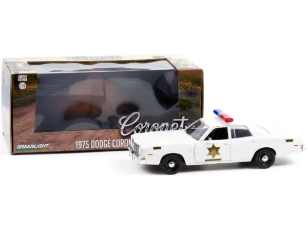 1975 Dodge Coronet White "Hazzard County Sheriff" 1/24 Diecast Model Car by Greenlight #2