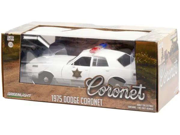 1975 Dodge Coronet White "Hazzard County Sheriff" 1/24 Diecast Model Car by Greenlight #3