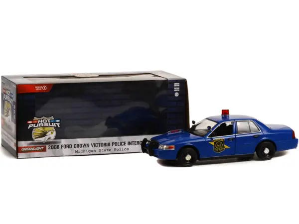 2008 Ford Crown Victoria Police Interceptor Dark Blue "Michigan State Police" "Hot Pursuit" Series 1/24 Diecast Model Car by Greenlight #2