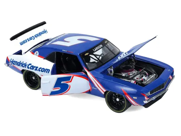 1969 Chevrolet Camaro #5 Kyle Larson "Hendrick Motorsports First Win Tribute" Blue and White with Graphics 1/18 Diecast Model Car by Highway 61 #2