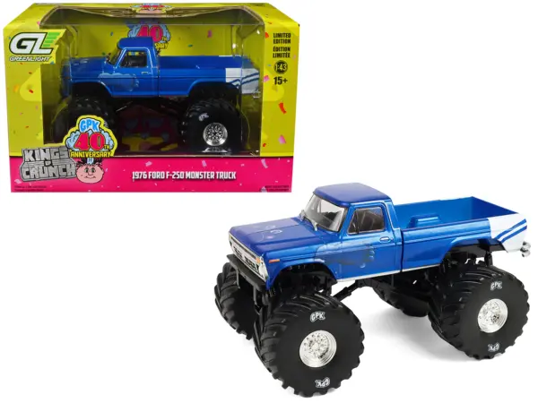 1976 Ford F-250 Monster Truck "Garbage Pail Kids 40th Anniversary - Buck Truck" Blue Metallic with Graphics "Kings of Crunch" Series 1/43 Diecast Model Car by Greenlight #1
