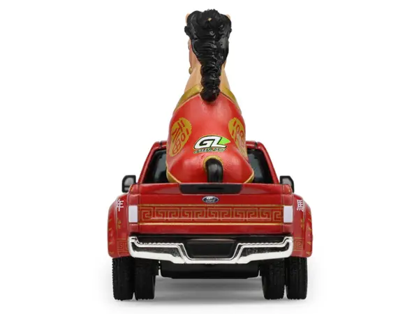 2022 Ford F-450 Dually Pickup Truck "Chinese Zodiac 2026 Year of the Horse" Red with Gold Graphics and Horse Figure "Hobby Exclusive" Series 1/64 Diecast Model Car by Greenlight #5
