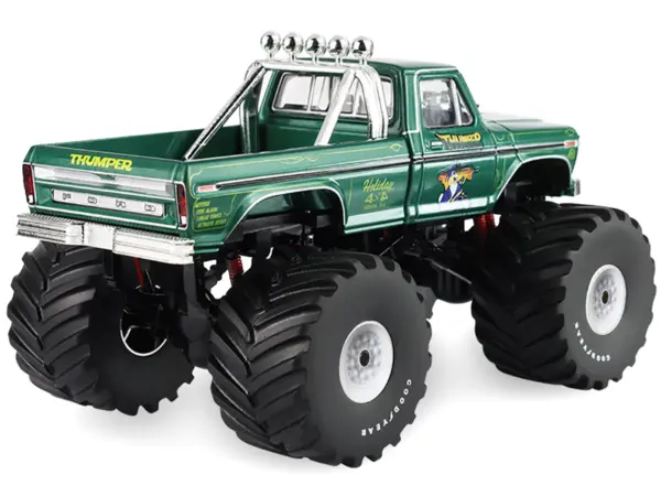 1975 Ford F-250 Monster Truck with 66-Inch Tires "Thumper" Green Metallic "Kings of Crunch" Series 1/43 Diecast Model Car by Greenlight #3