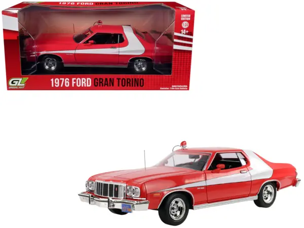 1976 Ford Gran Torino Red with White Graphics "Hollywood Greatest Hits" Series 1/24 Diecast Model Car by Greenlight #1