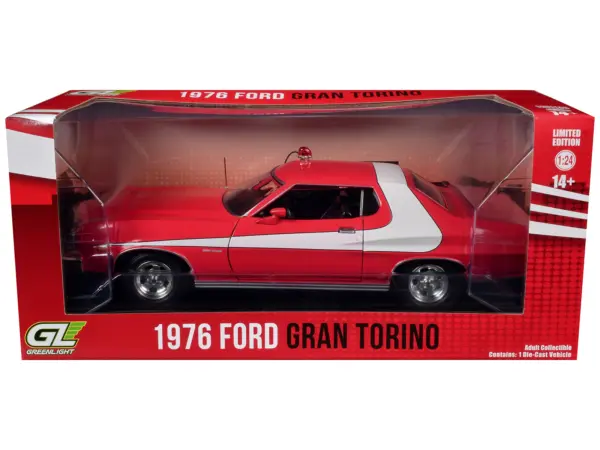 1976 Ford Gran Torino Red with White Graphics "Hollywood Greatest Hits" Series 1/24 Diecast Model Car by Greenlight #3
