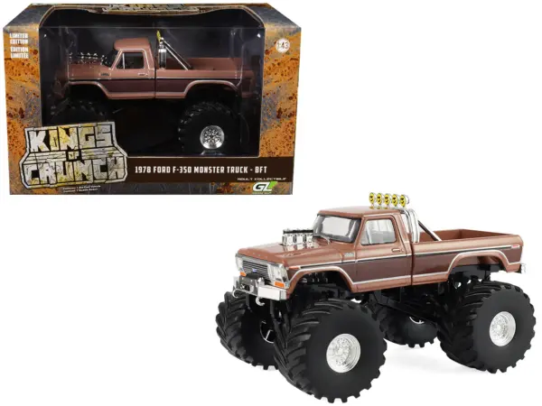 1978 Ford F-350 Monster Truck with 66-Inch Tires "BFT" Brown Two-Tone "Kings of Crunch" Series 1/43 Diecast Model Car by Greenlight #1