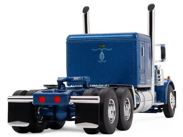 Peterbilt 351 with 63" Flat Top Sleeper and 40' Vintage Trailer with Reefer "Western Distributing" Blue Metallic and White 1/64 Diecast Model by DCP/First Gear #4