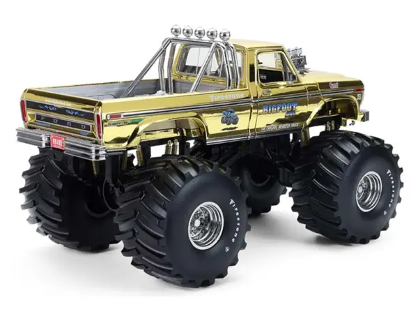 1979 Ford F-250 Monster Truck "Bigfoot #1 50th Anniversary" Gold Chrome with Bob Chandler Standing Figure "Kings of Crunch" Series 1/18 Diecast Model Car by Greenlight #3