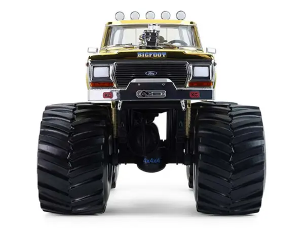 1979 Ford F-250 Monster Truck "Bigfoot #1 50th Anniversary" Gold Chrome with Bob Chandler Standing Figure "Kings of Crunch" Series 1/18 Diecast Model Car by Greenlight #4