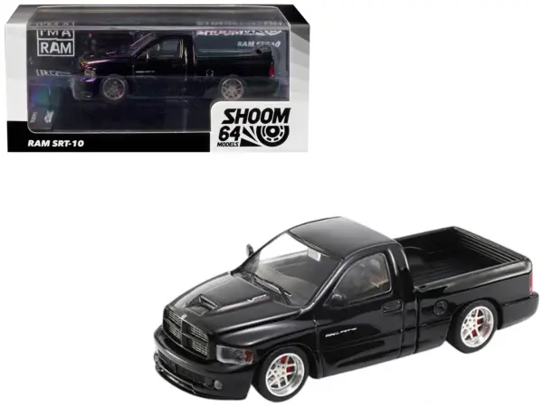 2003 Dodge Ram SRT-10 Pickup Truck Black 1/64 Diecast Model Car by Shoom64 Models #1